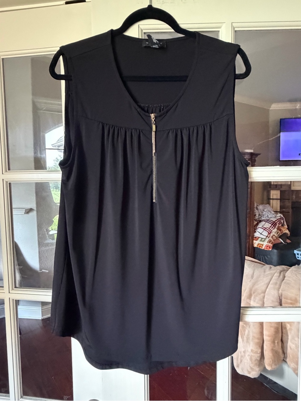 Grace The Perfect Fit Black Quarter-Zip Sleeveless Tunic XL